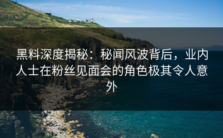 黑料深度揭秘：秘闻风波背后，业内人士在粉丝见面会的角色极其令人意外