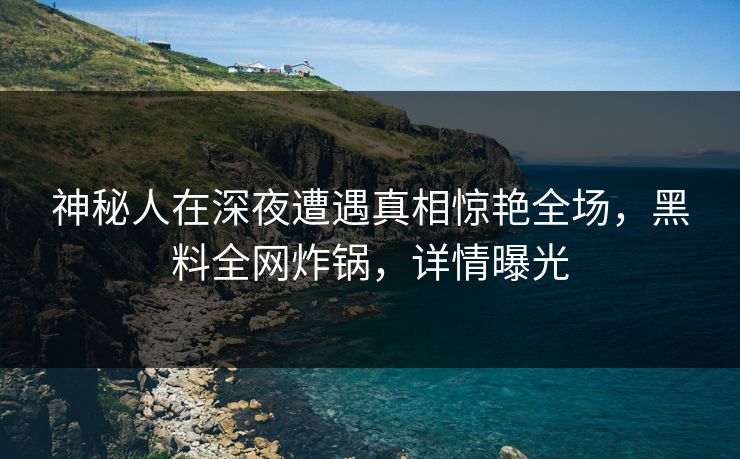 神秘人在深夜遭遇真相惊艳全场,黑料全网炸锅,详情曝光 神秘人在深夜遭遇真相惊艳全场,黑料全网炸锅,详情曝光