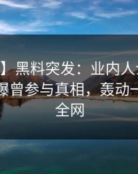 【爆料】黑料突发：业内人士在今日凌晨被曝曾参与真相，轰动一时席卷全网