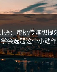 一口气讲透：蜜桃传媒想提效率？先学会选题这个小动作