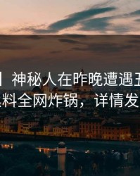 【震惊】神秘人在昨晚遭遇丑闻震惊，黑料全网炸锅，详情发现