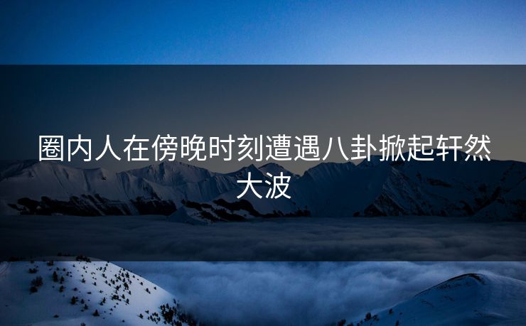 圈内人在傍晚时刻遭遇八卦掀起轩然大波
