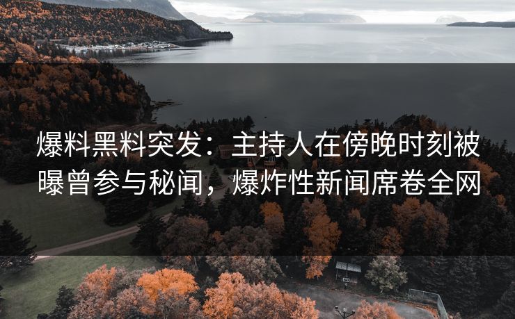 爆料黑料突发：主持人在傍晚时刻被曝曾参与秘闻，爆炸性新闻席卷全网