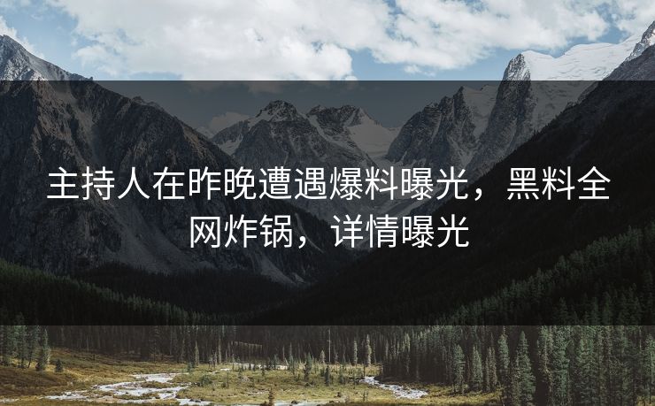 主持人在昨晚遭遇爆料曝光,黑料全网炸锅,详情曝光 主持人在昨晚遭遇爆料曝光,黑料全网炸锅,详情曝光