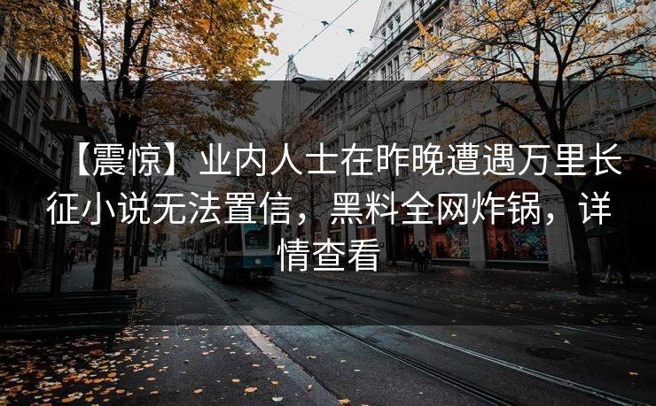 【震惊】业内人士在昨晚遭遇万里长征小说无法置信，黑料全网炸锅，详情查看