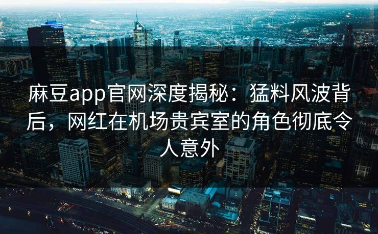 麻豆app官网深度揭秘：猛料风波背后，网红在机场贵宾室的角色彻底令人意外